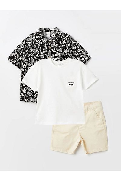 LC Waikiki LCW baby Printed Short Sleeve Baby Boy 3 Piece Set