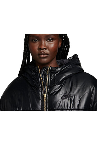 Nike Kadın Günlük Therma Fit Şişme Mont Sportswear Classic Puffer Shine FB8769-010 Siyah