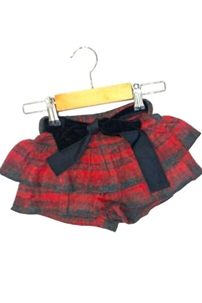 Çikoby Baby Girl Woven Checked Belted Shorts Skirt
