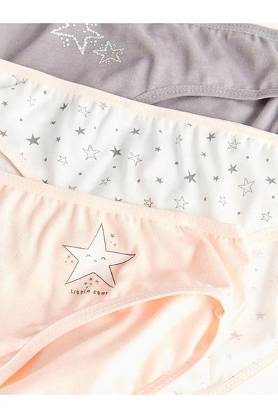 LC Waikiki LCW Παιδικά εμπριμέ βαμβακερά εσώρουχα για κορίτσια 3 Συσκευασία