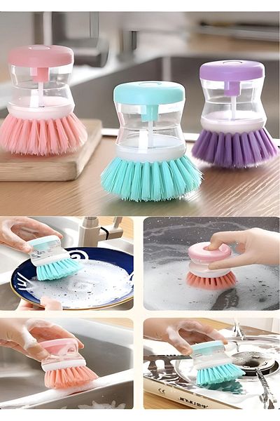 ulu Practical Dish Brush with Detergent Tank - Kitchen and Bathroom Washable, 1 Piece