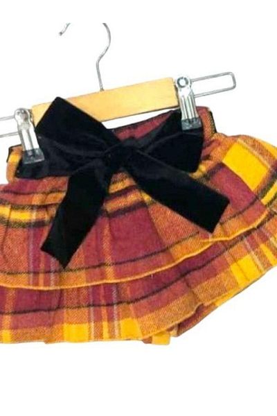 Çikoby Baby Girl Woven Checked Belted Shorts Skirt