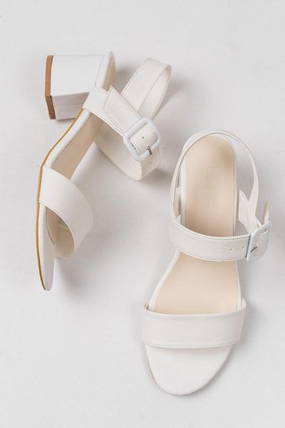 Esal Store Women's Daily Buckle Detailed Heeled Shoes Sandals White