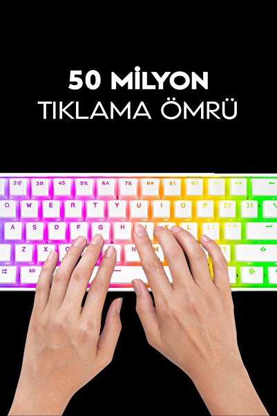 Rampage Kb-r135 Parvus Beyaz Type-c Bağlantılı Rgb Puding Tuşlu Red Switch Us Gaming Oyuncu Klavyesi