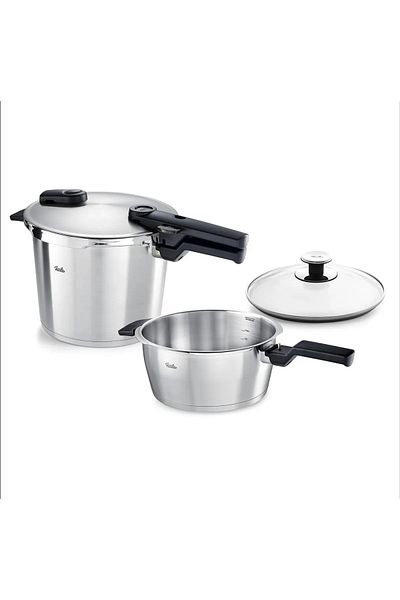 Fissler Vitaquick Premium 2-Piece Pressure Cooker Set - 3.5 + 6 lt, Glass Lid Included
