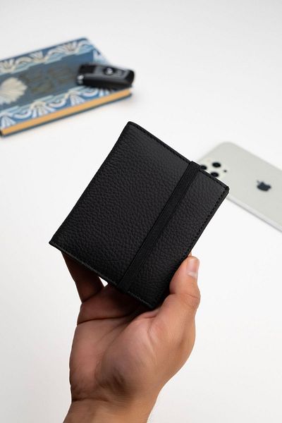Niki Leather Πορτοφόλι Alex Black Real Leather Unisex θήκη για κάρτες