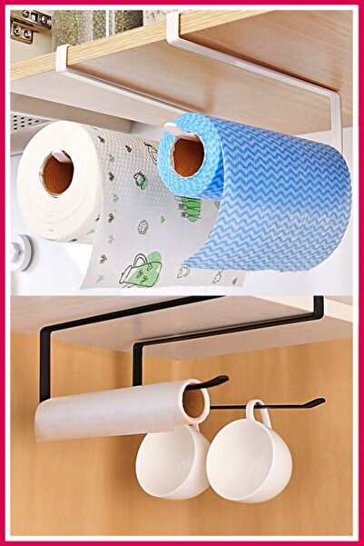 RELATOS Mutfak Dolabına Asılan Metal Askılık Kağıt Havlu Ve Fincan Askılığı