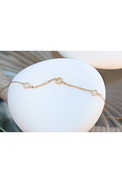 Aksesuar Clover Detail Steel Anklet