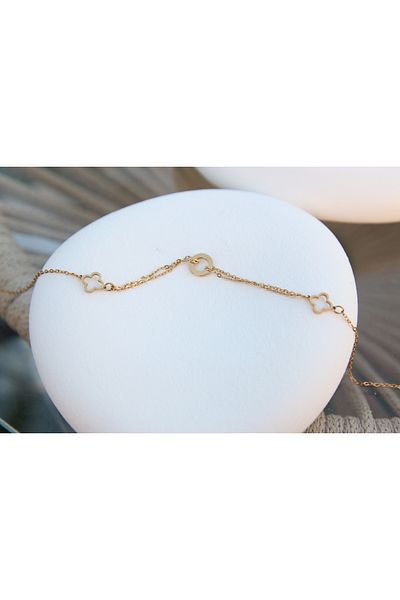 Aksesuar Clover Detail Steel Anklet
