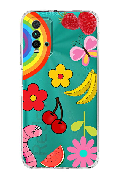 PrintiFy Xiaomi Redmi 9T ile Uyumlu Water Color 5  Kamera Korumalı Şeffaf  Kılıf