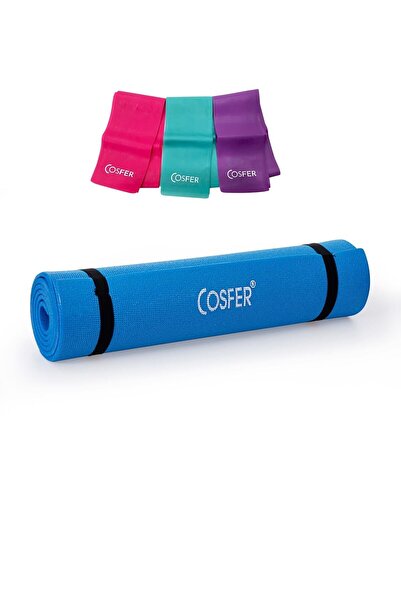 Cosfer Mavi Pilates Minderi ve Pilates Band Seti