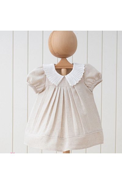 Mymio Linen Fabric Baby Girl Dress (6-9-12-18-24 M)
