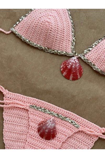 scyllastore مجموعة بيكيني بتصميم خاص من Pink Barbie Seren Natural Seashell