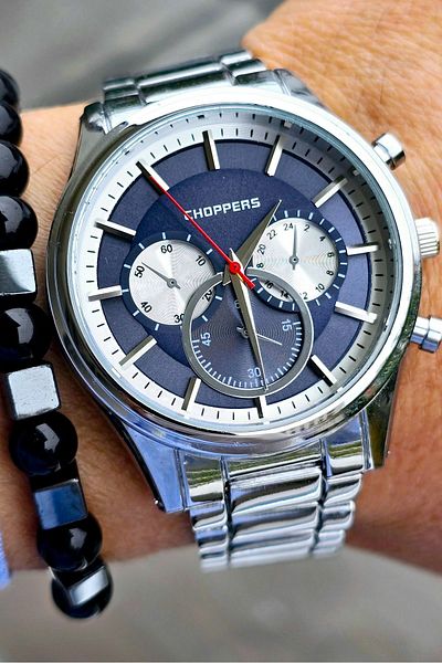 Choppers ساعة يد رجالية بسلك معدني للموسم الجديد + هدية سوار