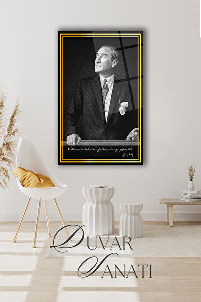 duvarsanatı Мустафа Кемал Ататюрк и неговите поговорки - картина върху стъкло...