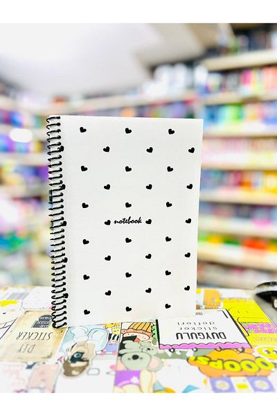 ÖZ KIRTASİYE A5 Size Unlined Heart Patterned School Notebook - 80 Sheets