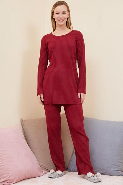 Freeista Claret Red Plus Size Pajama Set
