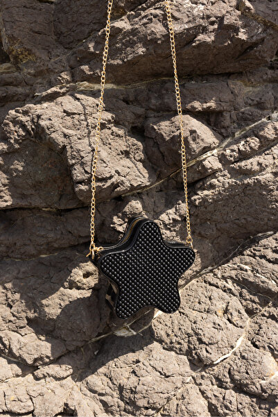 ANGELİNA JONES STELLA Γυναικεία τσάντα παραλίας με φερμουάρ σε μαύρο χρώμα