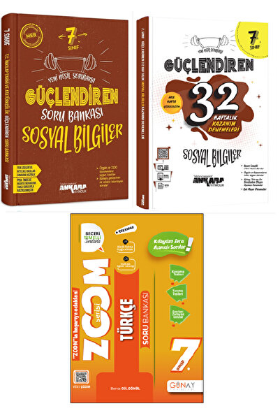 Günay Yayınları 7. Sınıf Zoom Türkçe + Ankara 7. Sınıf Sosyal S.B. + Sosyal 3...