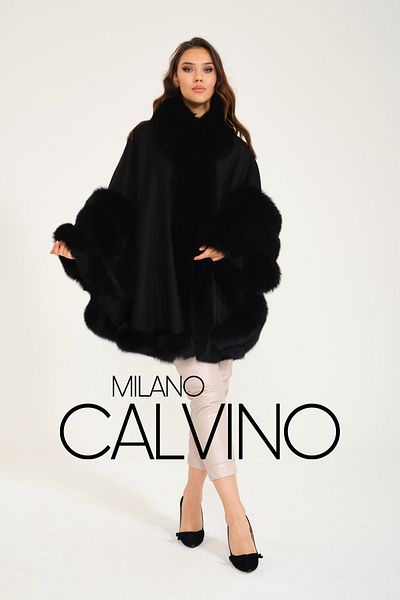 Milano Calvino Cashmere Fur Poncho