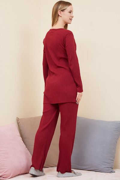 Freeista Claret Red Plus Size Pajama Set