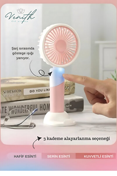 Venith Aromaterapi ŞARJLI SOĞUTUCU MİNİ EL FANI, ŞARJLI VANTİLATÖR, TAŞINABİLİR USB SOĞUTUCU
