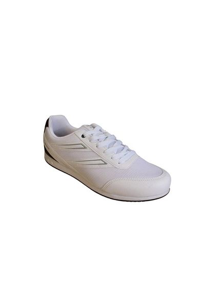 Kinetix Men's White Sneakers - KINETIX, Mesh and Laces, Flat Sole
