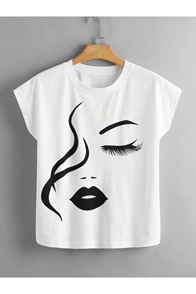 CDA Κοντό γυναικείο μπλουζάκι με λευκή γραμμή