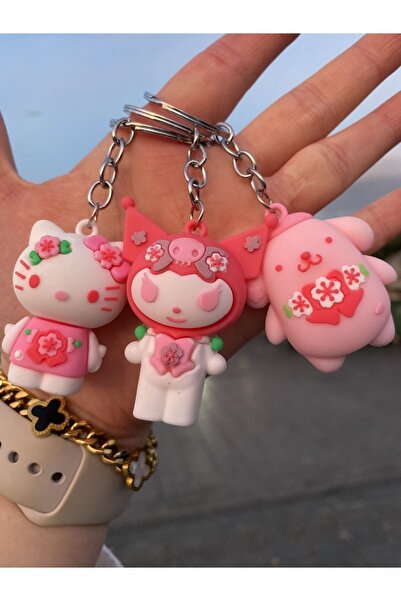 SANRIO Character Keychains3 Pieces, Kuromi, Melody, Cinnemarol, Pumpumpurin
