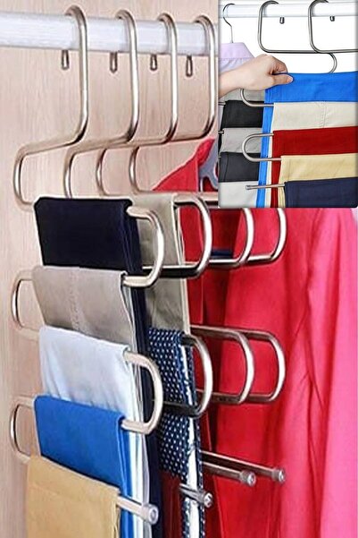 Parmeva 5 bucăți de umerașe metalice pentru pantaloni cu 5 niveluri