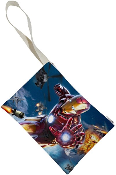 Beam Dijital Unisex Iron Man Desenli Portföy Clutch Çanta