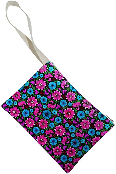 Unisex Çiçek Desenli Portföy Clutch Çanta