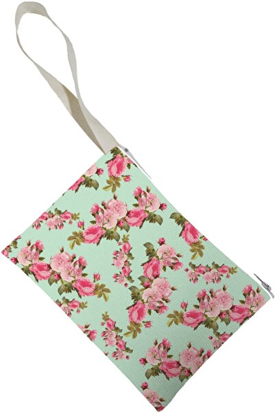 Beam Dijital Unisex Retro Çiçek Desenli Portföy Clutch Çanta
