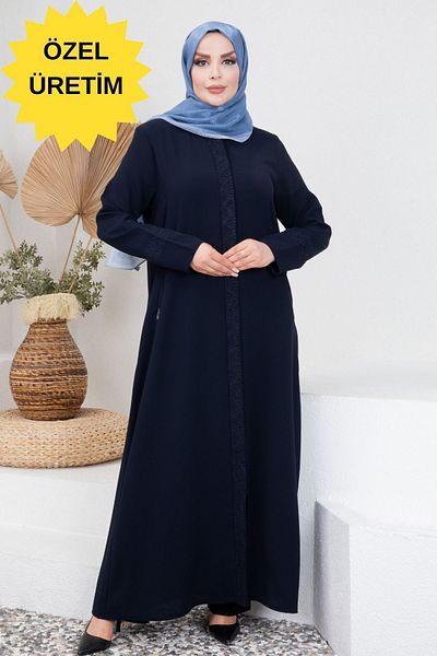 Tuğralı Ferace special brodat bleumarin