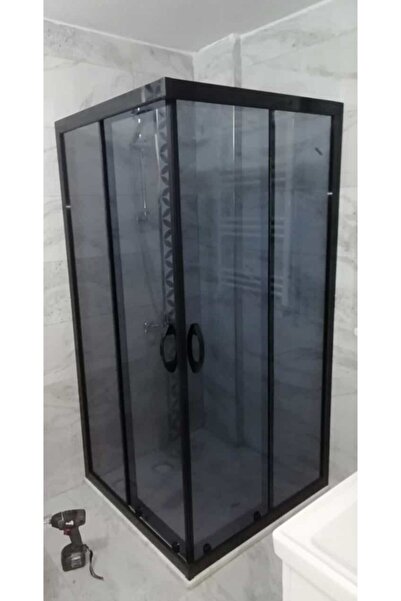 Pal 90*90 H:180 Siyah Profil Füme Renkli 6 mm Cam Duşakabin