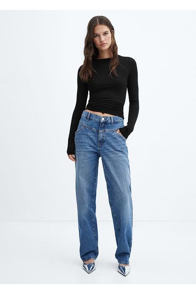 MANGO Woman Round Neck Long Sleeve T-Shirt
