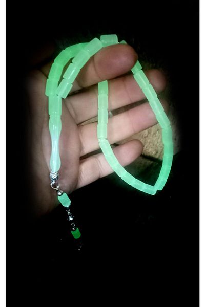 Nev Tasarım Phosphorescent Silver Cut Model Cat's Eye Rosary