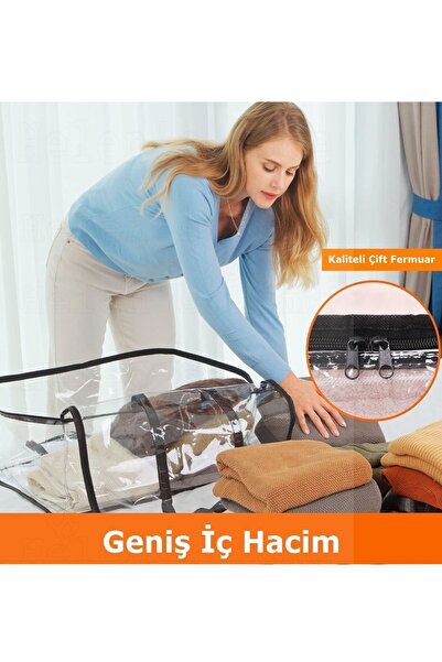 Helen's Home 5 Adet 40 Micron Kalın Pvc Saklama Çantası Çeyizlik Geniş Büyük Hurç 50x34x13 Cm