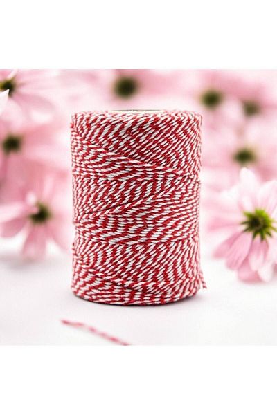 AL Bİ 90LIK 20 Meters Red and White Thread - Gift, Two-Color Packaging, 2-3mm
