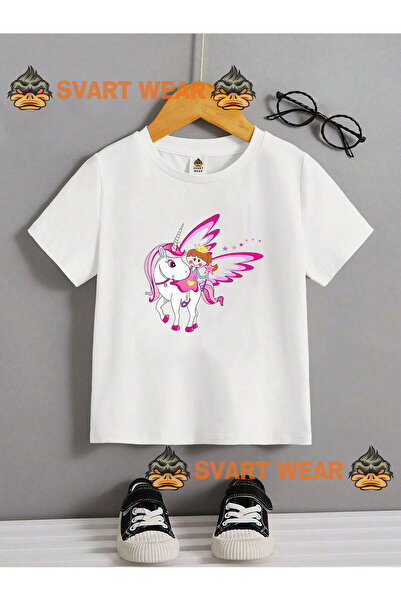 SVART WEAR تي شيرت قطني مطبوع عليه يونيكورن للأطفال والمراهقين - رقبة دائرية،...