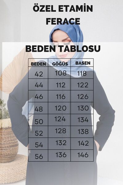 Tuğralı Темно-синя спеціальна вишита абайя