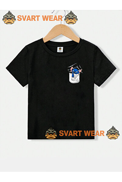 SVART WEAR تي شيرت قطني مطبوع برقبة دائرية للأطفال من ديزني ستيتش
