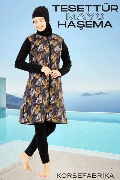 korsefabrika trend mood store Full Covered Hijab Swimsuit Set with Patterned Tights