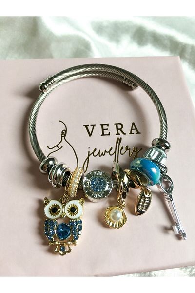 Snartun Owl Stainless Steel Bracelet - Adjustable Charm with Custom Box