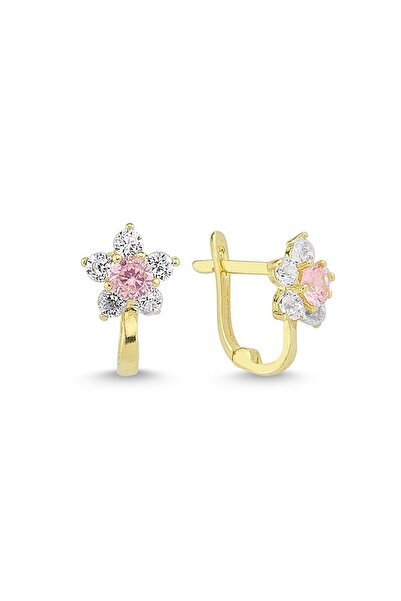 Güler Kuyumculuk Altın Pembe Taşlı Bebek Küpesi