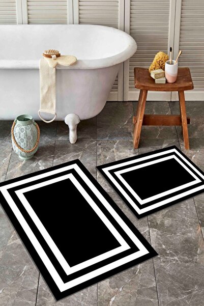 ALAADDİN CARPET Kaymaz Tabanlı Yıkanabilir 2 Li Set 60x100 50x60 Banyo Halısı...