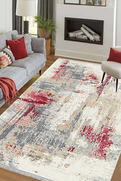 ALAADDİN CARPET Eskitme Desen Dijital Baskı Yıkanabilir Kaymaz Taban Leke Tut...