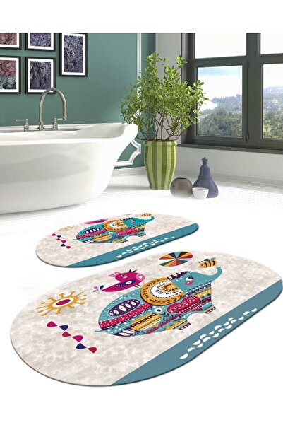 TulipDecorative Carpet Kaydırmaz Taban Yıkanabilir Leke Tutmaz 2 Li Set60x100...