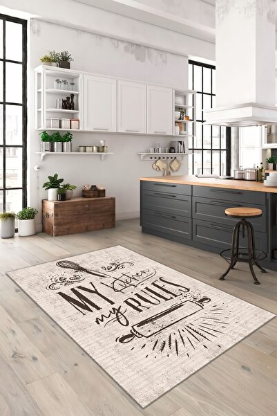 ALAADDİN CARPET Kitchen Rules Dijital Baskı Yıkanabilir Kaymaz Taban Leke Tut...