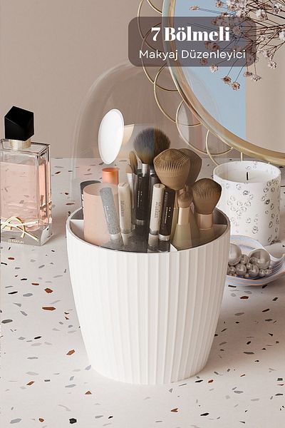 ECB Home Makeup Organizer with 7 Compartments - Multi-Purpose Brush Organizer and Organizer Box